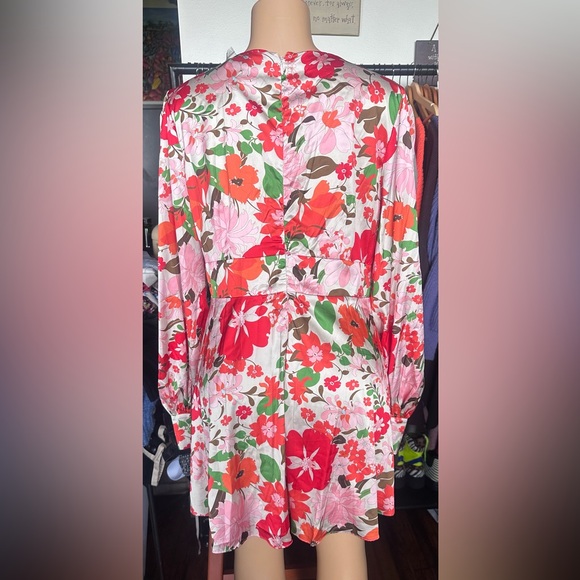 Petal & Pup Red Long Sleeve Dress with Vibrant Floral Design - Picture 2 of 2